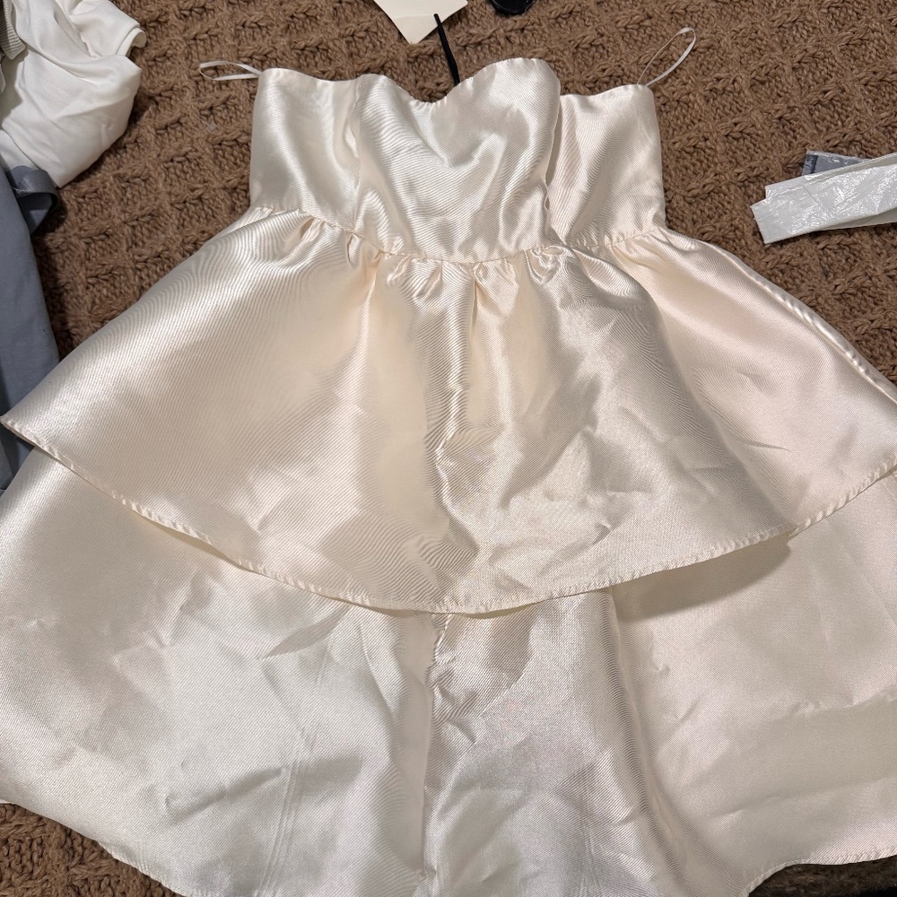 Satin Ivory Mini Dress